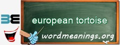 WordMeaning blackboard for european tortoise